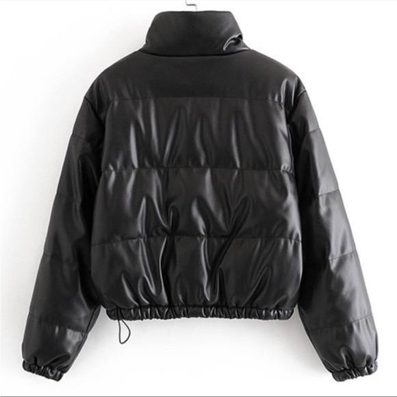 Faux Leather Puffer Jacket - Picture 6 of 9